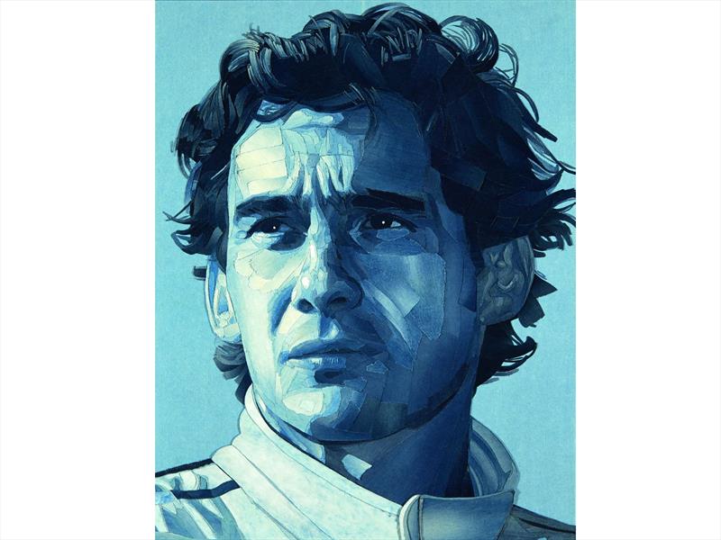 Retrato de Ayrton Senna creado con jeans