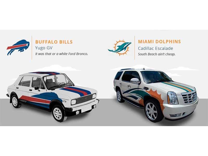 Equipos de footbal ameicano se convierten en autos
