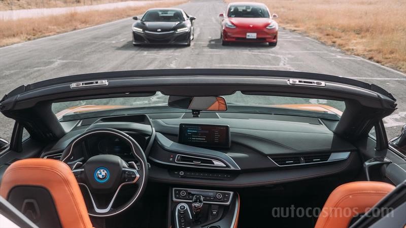 Tesla Model 3 vs BMW i8 Roadster vs Acura NSX
