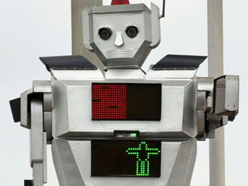 Robot gigante que controla el tráfico en el Congo