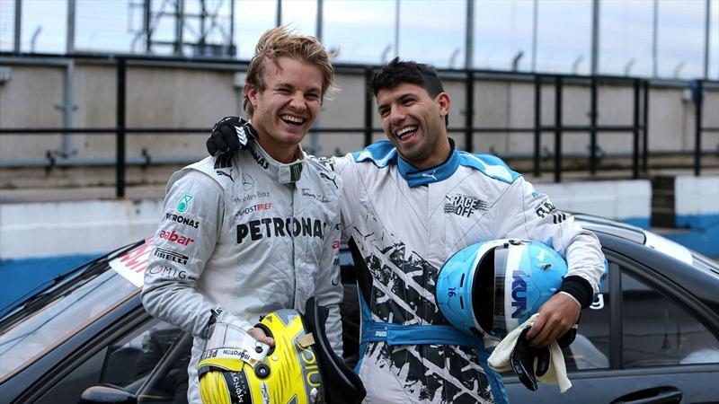 El Kun Aguero y Nico Rosberg, juntos en la pista