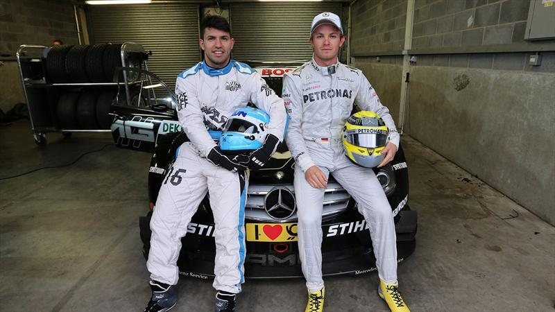 El Kun Aguero y Nico Rosberg, juntos en la pista