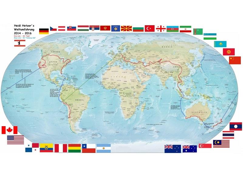 Mujer da la vuelta al mundo en su auto clásico