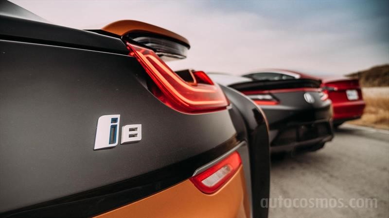 Tesla Model 3 vs BMW i8 Roadster vs Acura NSX