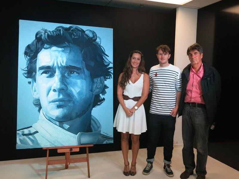 Retrato de Ayrton Senna creado con jeans