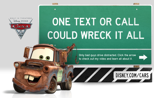 Cars 2 promueven no hablar por celular mientras se maneja