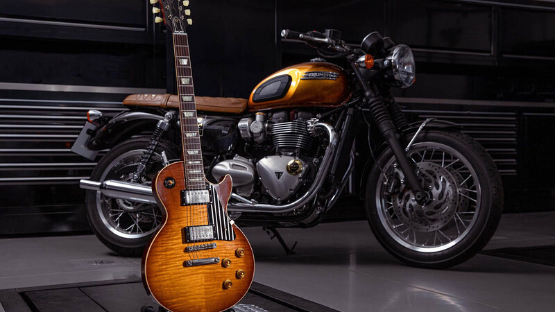 Solo para los rockeros más solidarios: Triumph y Gibson personalizan una moto y una guitarra