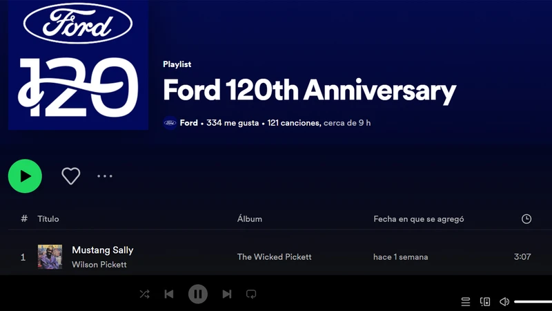 Ford celebra sus 120 años de existencia con una playlist en Spotify