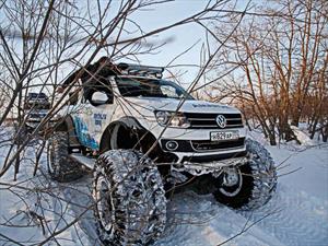 Tres Volkswagen Amarok pisan muy fuerte en las olimpiadas de invierno
