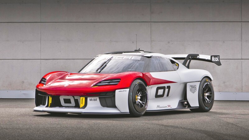 Este es el Porsche Mission R Concept, un carro de carreras 100% eléctrico