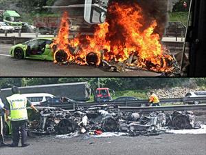 Video: Tres tristes Lamborghinis se incendian en Singapur