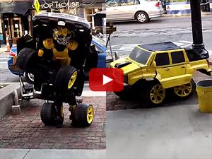 Video: Transformer humano que se hace auto y rueda de verdad