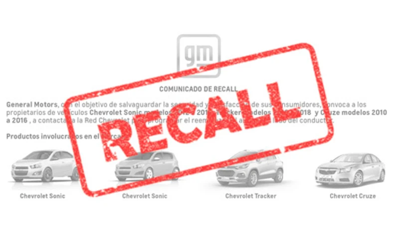 Recall para Chevrolet Cruze, Sonic y Tracker