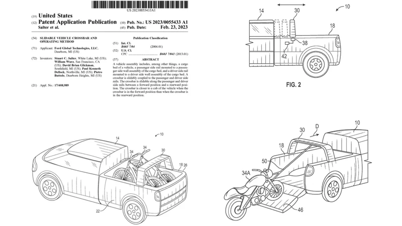 Ford patenta un funcional sistema de barra corrediza para pick-ups