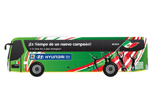 Los 32 autobuses de las selecciones del mundial y sus slogans