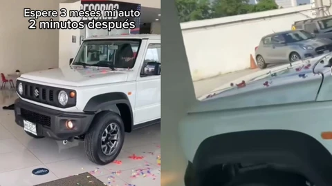 Tras 3 meses de espera, mujer en México choca su Suzuki Jimny adentro de la agencia
