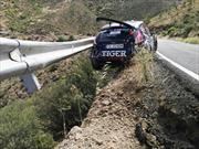 Ford Fiesta se accidenta en el Campeonato Europeo de Rally