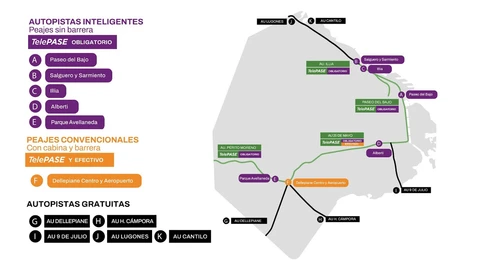Estas autopistas tienen TelePASE obligatorio